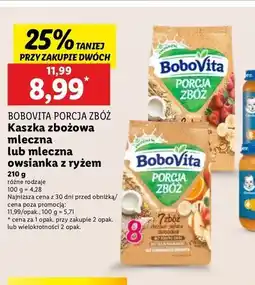 Lidl Kaszka mleczna 7 zbóż wielozbożowa-jaglana pełnoziarnista wieloowocowa Bobovita Porcja Zbóż oferta
