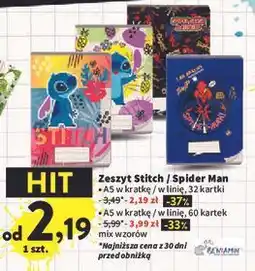 Intermarche Zeszyt a5/32 k. kratka spiderman Beniamin oferta