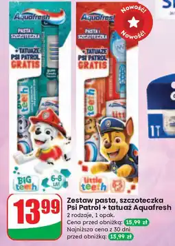 Dino Zestaw w pudełku little teeth: pasta do zebów + szczoteczka Aquafresh oferta