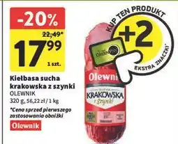 Intermarche Kiełbasa krakowska sucha z szynki Olewnik oferta