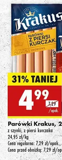 Biedronka Parówki z piersi kurczaka Krakus oferta