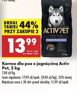 Biedronka Karma dla psa z jagnięciną Activ Pet oferta