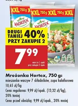 Biedronka Mrożonka mieszanka warzyw z składników, zupa kalafiorowa Hortex oferta