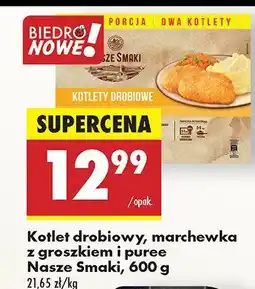 Biedronka Kotlet drobiowy, marchewka z groszkiem i puree Nasze Smaki oferta
