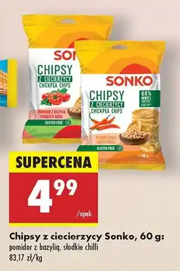 Biedronka Chipsy z ciecierzycy pomidor z bazylią, słodkie chilli Sonko oferta