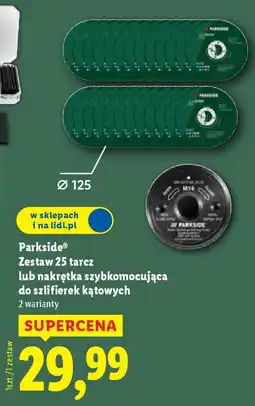 Lidl Parkside Zestaw 25 tarcz lub nakrętka szybkomocująca do szlifierek kątowych oferta