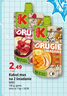 E.Leclerc Mus jabłko banan aronia malina + kasza manna Kubuś Drugie Śniadanie oferta