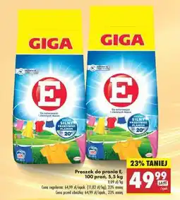 Biedronka Proszek do prania E, 100 prań, 5,5 kg oferta