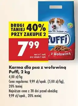 Biedronka Karma dla psa z wołowiną Puffi, 2 kg oferta