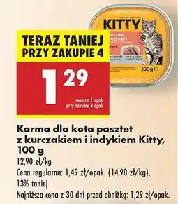 Biedronka Karma dla kota pasztet z kurczakiem i indykiem Kitty, 100 g oferta