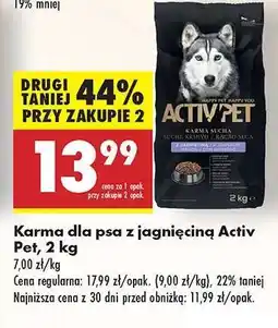 Biedronka Karma dla psa z jagnięciną Activ Pet 2 kg oferta