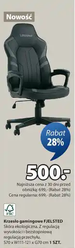 JYSK Krzesło gamingowe FJELSTED oferta