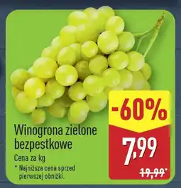ALDI Winogrona zielone bezpestkowe oferta