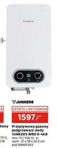 Leroy Merlin Przepływowy gazowy podgrzewacz wody Junkers WRD 9-4KB oferta