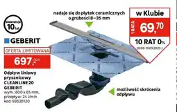 Leroy Merlin Odpływ liniowy prysznicowy CLEANLINE20 GEBERIT oferta