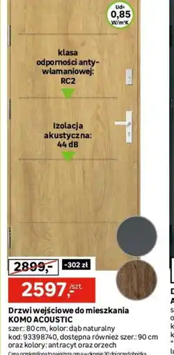 Leroy Merlin Drzwi wejściowe do mieszkania KOMO ACOUSTIC oferta