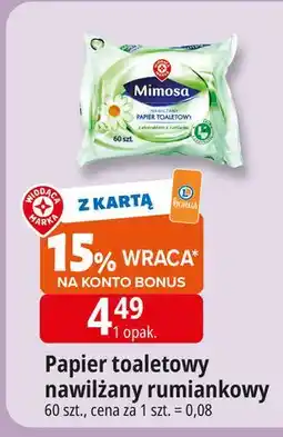 E.Leclerc Papier toaletowy nawilżany rumiankowy Wiodąca Marka Mimosa oferta