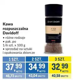 Makro Kawa rozpuszczalna Davidoff różne rodzaje oferta