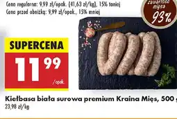 Biedronka Kiełbasa biała surowa premium Kraina Mięs oferta