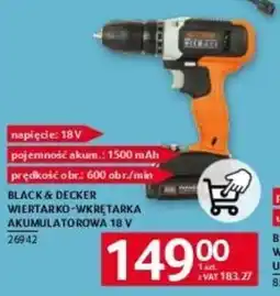 Selgros Wiertarko-wkrętarka akumulatorowa Black&Decker 18V oferta