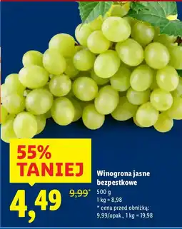Lidl Winogrona jasne bezpestkowe Lidl oferta