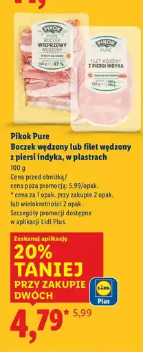 Lidl Boczek wędzony lub filet wędzony z piersi indyka w plastrach Pikok Pure oferta