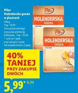 Lidl Ser Holenderska gouda w plastrach Pilos oferta