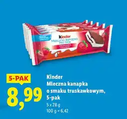 Lidl Wafelek Mleczna kanapka o smaku truskawkowym Kinder oferta