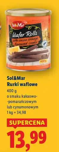 Lidl Rurki waflowe Sol&Mar o smaku kakaowo-pomarańczowym lub cynamonowym oferta