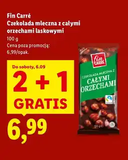Lidl Czekolada Fin Carré mleczna z całymi orzechami laskowymi oferta