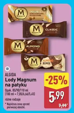 ALDI Lody Magnum na patyku różne rodzaje Algida oferta
