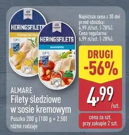 ALDI Filety śledziowe w sosie kremowym Almare różne rodzaje oferta