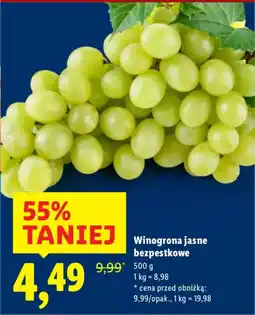 Lidl Winogrona jasne bezpestkowe oferta