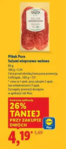 Lidl Pikok Pure Salami wieprzowo-wołowe oferta