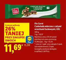 Lidl Fin Carré Czekolada mleczna z całymi orzechami laskowymi, XXL oferta