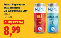 Lidl Browar Nepomucen Bezalkoholowe Olé lub Simple & Easy oferta