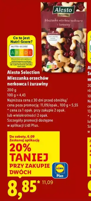Lidl Alesto Selection Mieszanka orzechów nerkowca i żurawiny oferta
