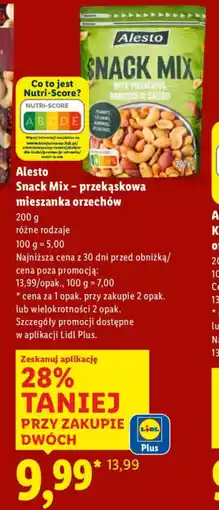 Lidl Alesto Snack Mix-przekąskowa mieszanka orzechów oferta