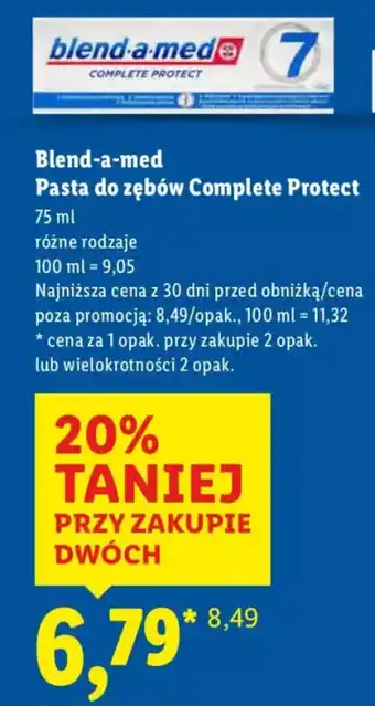 Lidl Blend-a-med Pasta do zębów Complete Protect oferta