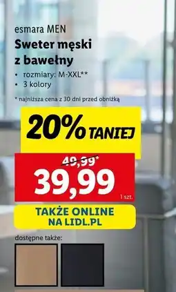 Lidl Sweter męski Esmara oferta