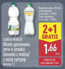 ALDI Santa marta woda gazowana zero o smaku limonki z miętą/ z nutą cytryny oferta