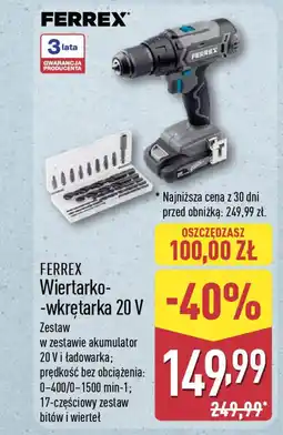 ALDI FERREX Wiertarko-wkrętarka 20 V oferta