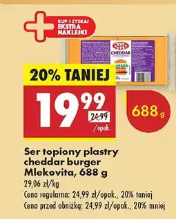 Biedronka Ser topiony plastry cheddar burger Mlekovita oferta