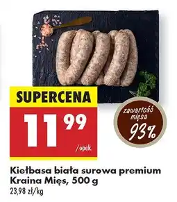 Biedronka Kiełbasa biała surowa premium Kraina Mięs oferta