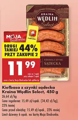 Biedronka Kiełbasa z szynki sądecka Kraina Wędlin Select oferta
