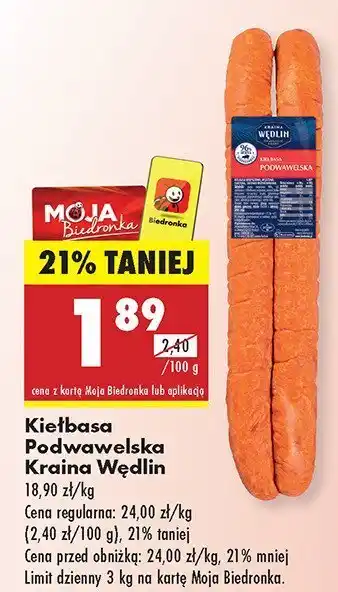 Biedronka Kiełbasa podwawelska Kraina Wędlin oferta