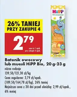 Biedronka Batonik owocowy lub muesli Hipp Bio oferta