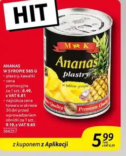Selgros Ananas w syropie M&K oferta