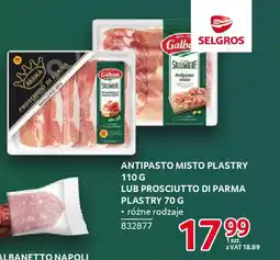 Selgros Antipasto misto plastry lub prosciutto di parma plastry Galbani oferta