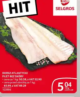 Selgros Dorsz atlantycki filet bez skóry oferta